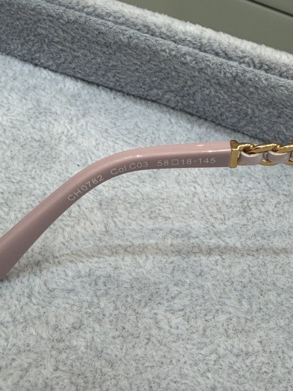 NWT CHANEL Pink Square Sunglasses with Gold Leather Chain Temples - Picture 7 of 9